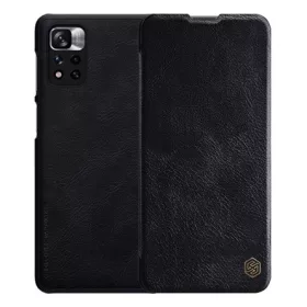   NILLKIN Xiaomi Poco X4 5G NFC NILLKIN QIN tok álló, bőr hatású FLIP, kártyazseb, FEKETE