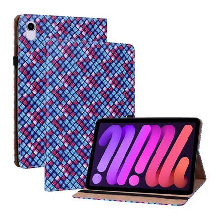 Gigapack IPAD mini 6 (2021) Gigapack Tok álló, bőr hatású aktív FLIP, fonott minta, VILÁGOSKÉK