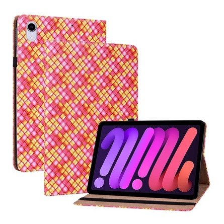 Gigapack IPAD mini 6 (2021) Gigapack tok álló, bőr hatású FLIP, fonott minta, RÓZSASZÍN