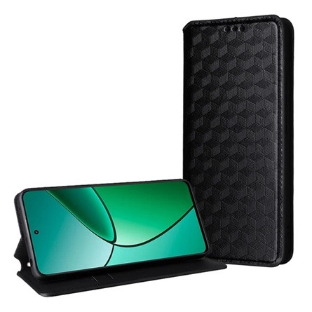 Gigapack Samsung S21 FE Gigapack tok álló, bőr hatású FLIP, prémium, FEKETE