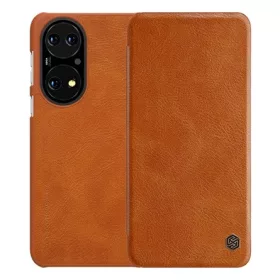   Nillkin Huawei P50 NILLKIN QIN tok álló, bőr hatású FLIP, kártyazseb, BARNA