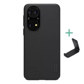   Nillkin Huawei P50 NILLKIN SUPER FROSTED műanyag telefonvédő gumírozott, érdes felület + asztali tartó, FEKETE
