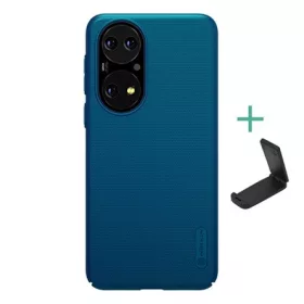   Nillkin Huawei P50 NILLKIN SUPER FROSTED műanyag telefonvédő gumírozott, érdes felület + asztali tartó, SÖTÉTKÉK