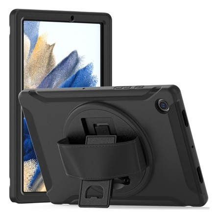 Gigapack Samsung Tab A8 10.5 LTE (2021) Gigapack Defender műanyag telefonvédő ütésállóság, 360° + kézpánt, FEKETE