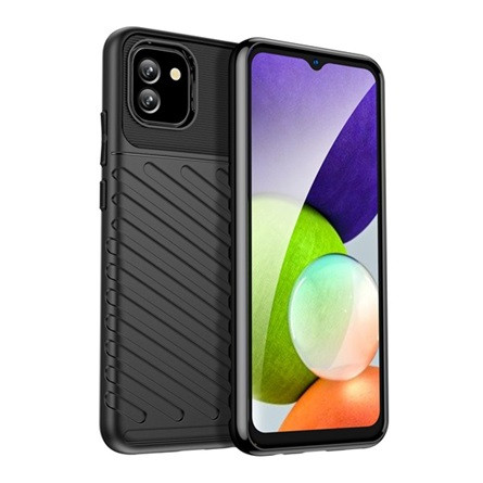 Gigapack Samsung A03 Gigapack szilikon telefonvédő ütésállóság, dombor minta, FEKETE