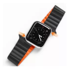   Dux Ducis Apple Watch Series 10 42mm DUX DUCIS pótszíj egyedi méret, mágneses, FEKETE/NARANCSSÁRGA