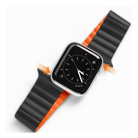 Dux Ducis Apple Watch Series 10 42mm DUX DUCIS pótszíj egyedi méret, mágneses, FEKETE/NARANCSSÁRGA