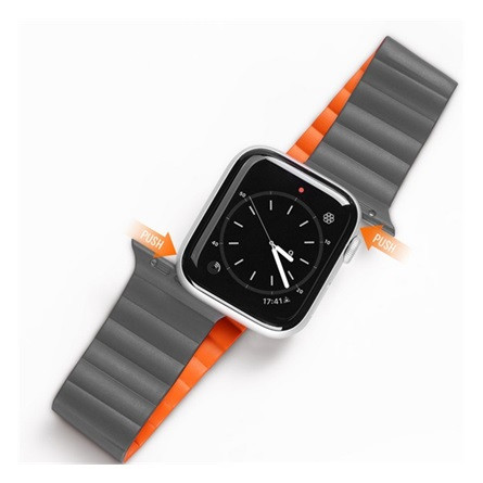 Dux Ducis Apple Watch Series 10 42mm DUX DUCIS pótszíj egyedi méret, mágneses, SZÜRKE/NARANCSSÁRGA