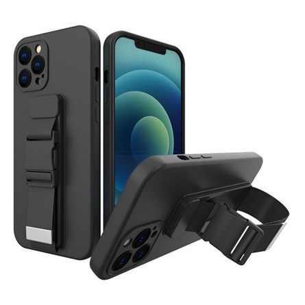 Gigapack iPhone 11 Pro Gigapack szilikon telefonvédő ütésállóság, kameravédő + kézpánt + vállpánt, FEKETE