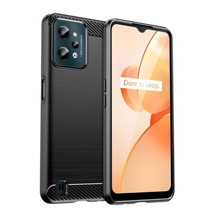 Gigapack Realme C31 Gigapack szilikon telefonvédő ütésállóság, karbon minta, FEKETE