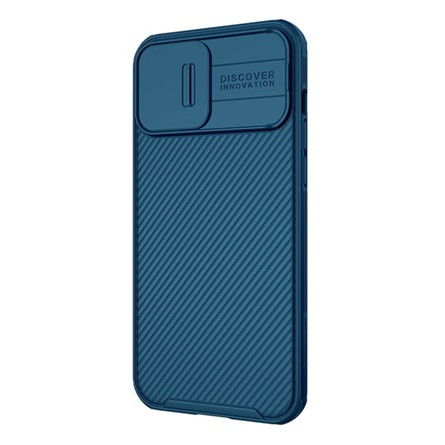 Nillkin iPhone 14 Plus NILLKIN CAMSHIELD PRO szilikon telefonvédő ütésállóság, csíkos, SÖTÉTKÉK