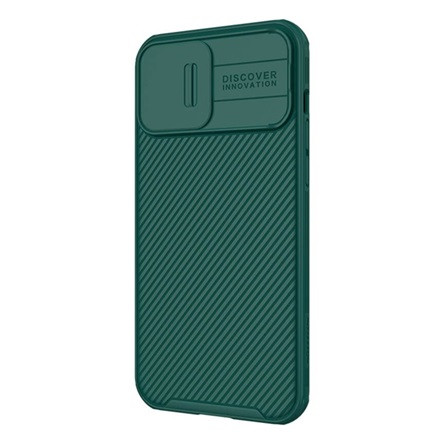 Nillkin iPhone 14 Pro Max NILLKIN CAMSHIELD PRO szilikon telefonvédő ütésállóság, csíkos, SÖTÉTZÖLD