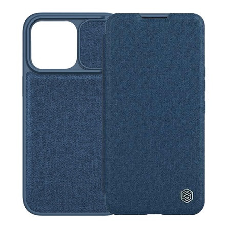Nillkin iPhone 14 Pro NILLKIN QIN PRO tok álló, szövet hatású FLIP, kameravédő, SÖTÉTKÉK