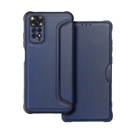 Gigapack Redmi Note 11 4G Gigapack Tok álló, bőr hatású FLIP, karbon minta, SÖTÉTKÉK