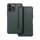 Gigapack iPhone 13 Pro Max Gigapack tok álló, bőr hatású FLIP, karbon minta, SÖTÉTZÖLD