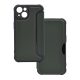 Gigapack iPhone 14 GIGAPACK tok álló, bőr hatású FLIP, karbon minta, SÖTÉTZÖLD