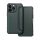 Gigapack iPhone 13 Pro Gigapack tok álló, bőr hatású FLIP, karbon minta, SÖTÉTZÖLD