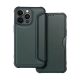 Gigapack iPhone 13 Pro Gigapack tok álló, bőr hatású FLIP, karbon minta, SÖTÉTZÖLD