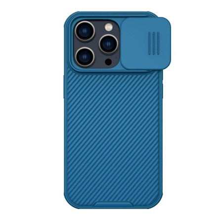 Nillkin iPhone 14 Pro NILLKIN CAMSHIELD PRO MAGNETIC műanyag telefonvédő ütésállóság, csíkos, SÖTÉTKÉK