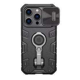   Nillkin iPhone 14 Pro Max NILLKIN CAMSHIELD ARMOR PRO defender szilikon telefonvédő ütésállóság, tartógyűrű, FEKETE