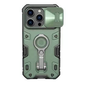   Nillkin iPhone 14 Pro NILLKIN CAMSHIELD ARMOR PRO defender szilikon telefonvédő ütésállóság, tartógyűrű, SÖTÉTZÖLD
