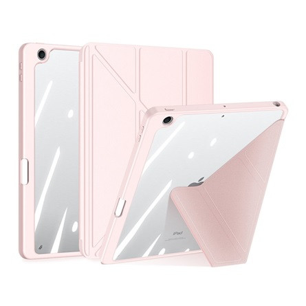 Dux Ducis IPAD 10.2 (2021) DUX DUCIS MAGI ORIGAMI tok álló, bőr hatású aktív FLIP, ceruza tartó, RÓZSASZÍN