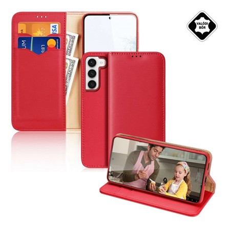 Dux Ducis Samsung S23 Plus DUX DUCIS HIVO tok álló, valódi bőr FLIP, RFID, PIROS