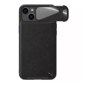   Nillkin iPhone 14 Plus NILLKIN CAMSHIELD LEATHER műanyag telefonvédő ütésállóság, kameravédő, FEKETE
