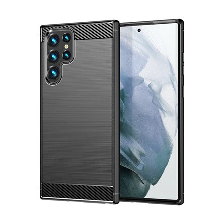 Gigapack Samsung S23 Ultra Gigapack szilikon telefonvédő ütésállóság, karbon minta, FEKETE