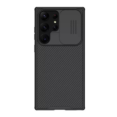 Nillkin Samsung S23 Ultra NILLKIN CAMSHIELD PRO szilikon telefonvédő ütésállóság, csíkos, FEKETE