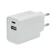 GIGAPACK Hálózati töltő USB+Type-C aljzat 33W, gyorstöltő, FEHÉR