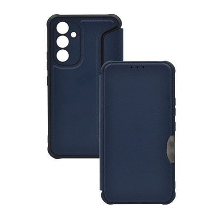 Gigapack Samsung A54 5G Gigapack tok álló, bőr hatású FLIP, karbon minta, SÖTÉTKÉK
