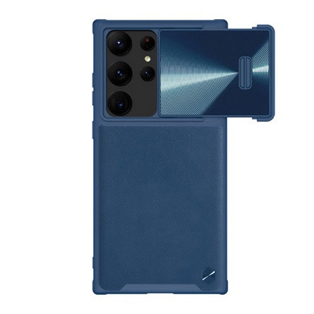 Nillkin Samsung S23 Ultra NILLKIN CAMSHIELD LEATHER műanyag telefonvédő ütésállóság, kameravédő, SÖTÉTKÉK