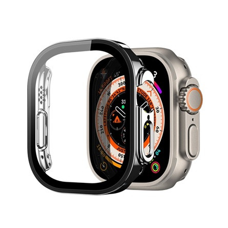 Dux Ducis Apple Watch Ultra 2 49mm DUX DUCIS HAMO műanyag keret ütésállóság, fém hatás + kijelzővédő, FEKETE