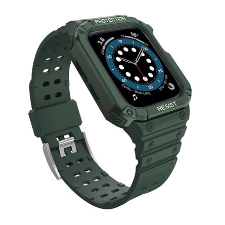 Gigapack Apple Watch Series 9 41mm Gigapack Pótszíj egyedi méret, ütésállóság + szilikon keret, SÖTÉTZÖLD