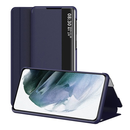Gigapack Samsung S23 Plus Gigapack tok álló, bőr hatású FLIP, ablakos, SÖTÉTKÉK