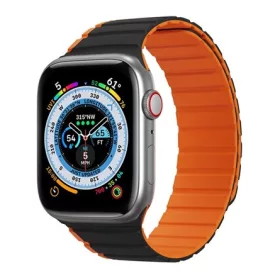   Dux Ducis Apple Watch Series 10 42mm DUX DUCIS pótszíj egyedi méret, mágneses, FEKETE/NARANCSSÁRGA