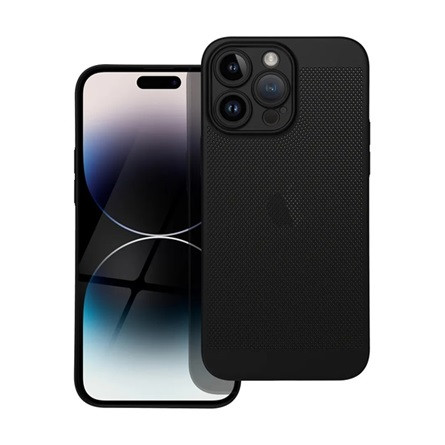 Gigapack iPhone 14 Pro Max Gigapack műanyag telefonvédő légáteresztő, kameravédő, FEKETE