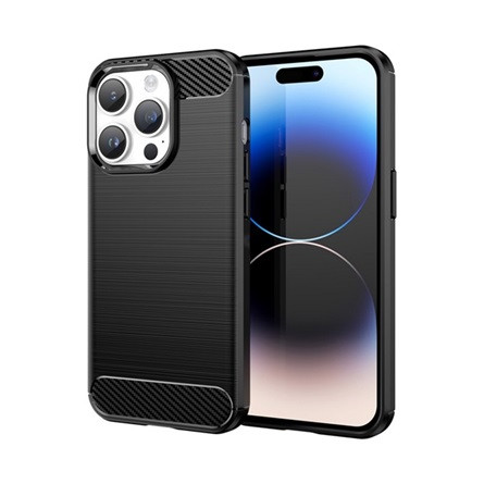 Gigapack iPhone 15 Gigapack szilikon telefonvédő ütésállóság, karbon minta, FEKETE
