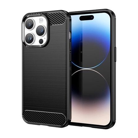 Gigapack iPhone 15 Pro Max Gigapack szilikon telefonvédő ütésállóság, karbon minta, FEKETE