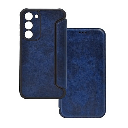 Gigapack Samsung S23 Plus Gigapack tok álló, bőr hatású FLIP, kameravédő, SÖTÉTKÉK