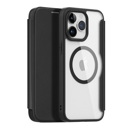 Dux Ducis iPhone 15 Pro DUX DUCIS SKIN X PRO tok álló, bőr hatású FLIP, MagSafe, FEKETE