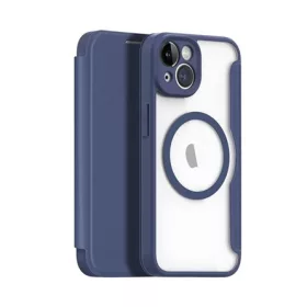   Dux Ducis iPhone 15 Plus DUX DUCIS SKIN X PRO tok álló, bőr hatású FLIP, MagSafe, SÖTÉTKÉK