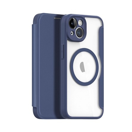 Dux Ducis iPhone 15 Plus DUX DUCIS SKIN X PRO tok álló, bőr hatású FLIP, MagSafe, SÖTÉTKÉK