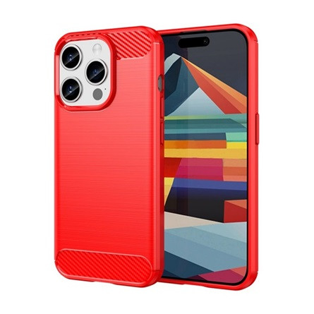 Gigapack iPhone 15 Pro Max Gigapack szilikon telefonvédő ütésállóság, karbon minta, PIROS
