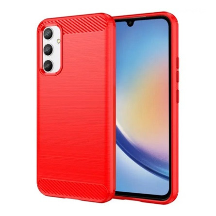 Gigapack Samsung A34 5G Gigapack szilikon telefonvédő ütésállóság, karbon minta, PIROS