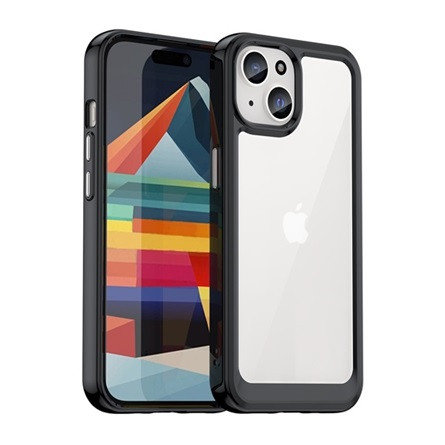 Gigapack iPhone 15 Plus Gigapack Szilikon telefonvédő ütésállóság, átlátszó hátlap, FEKETE