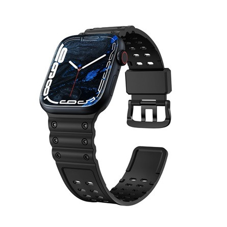 Gigapack Apple Watch Series 10 46mm Gigapack Pótszíj egyedi méret, szilikon, FEKETE