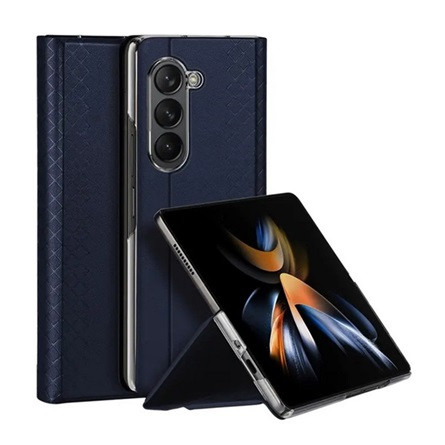 Dux Ducis Samsung Z Fold5 5G DUX DUCIS BRIL tok álló, bőr hatású ütésállóság, rombusz, SÖTÉTKÉK