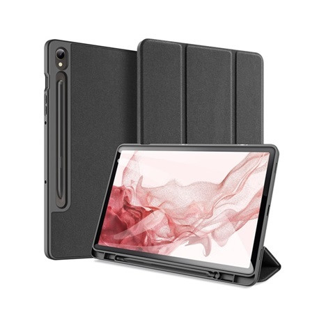 Dux Ducis Samsung Tab S9 LTE DUX DUCIS DOMO tok álló, bőr hatású aktív, textil minta, FEKETE